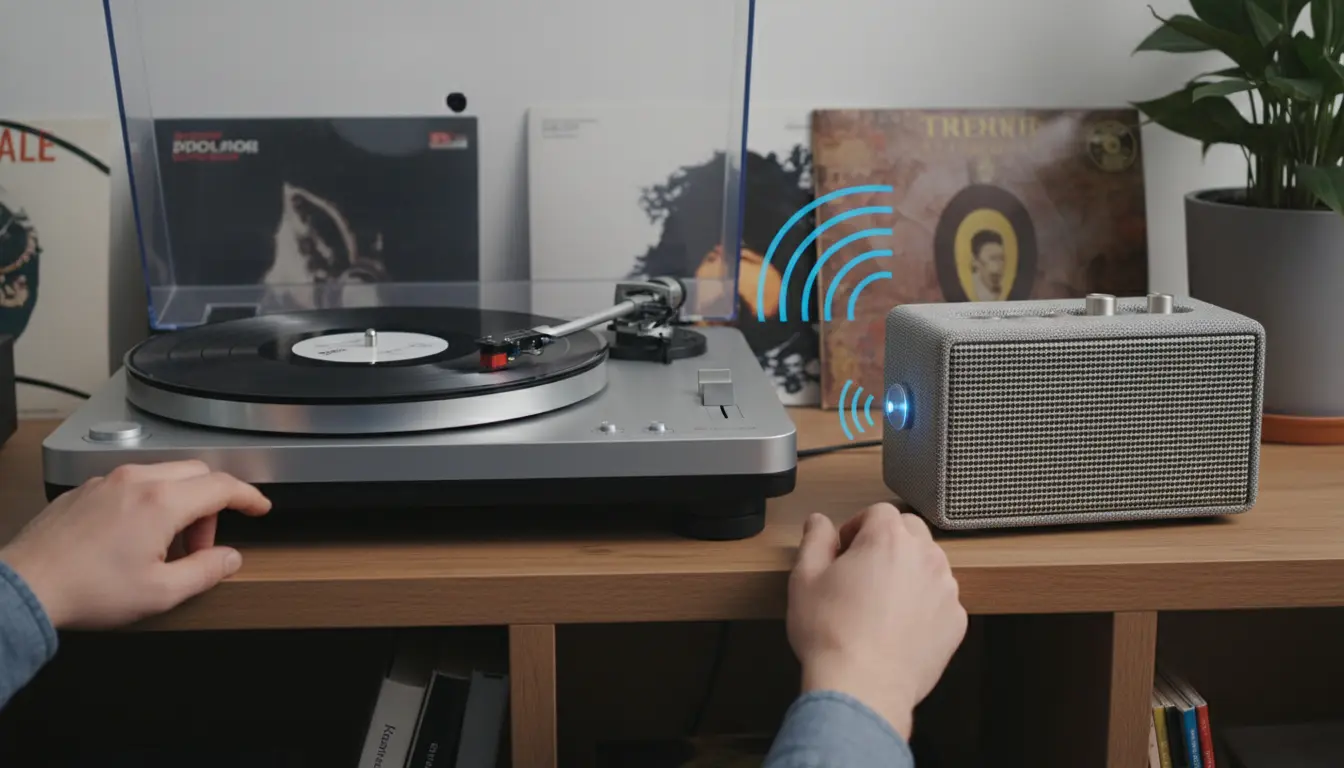 Plattenspieler an Bluetooth Lautsprecher anschließen