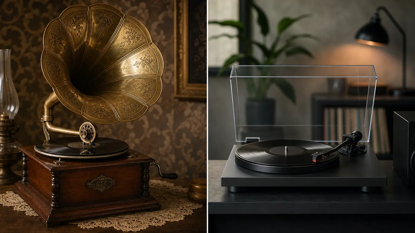 Unterschied zwischen Grammophon und modernem Plattenspieler